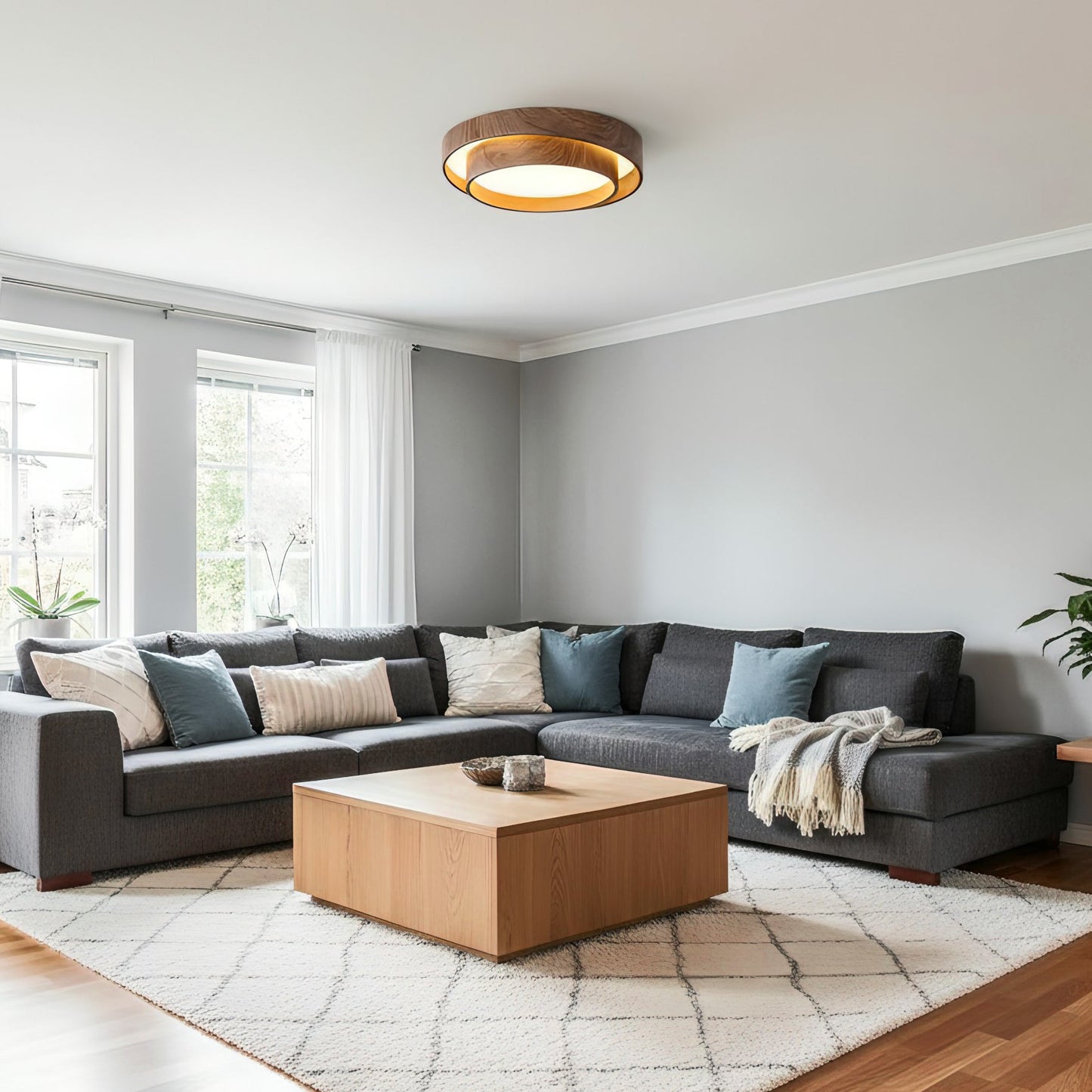 Full Moon Wooden Ceiling Light