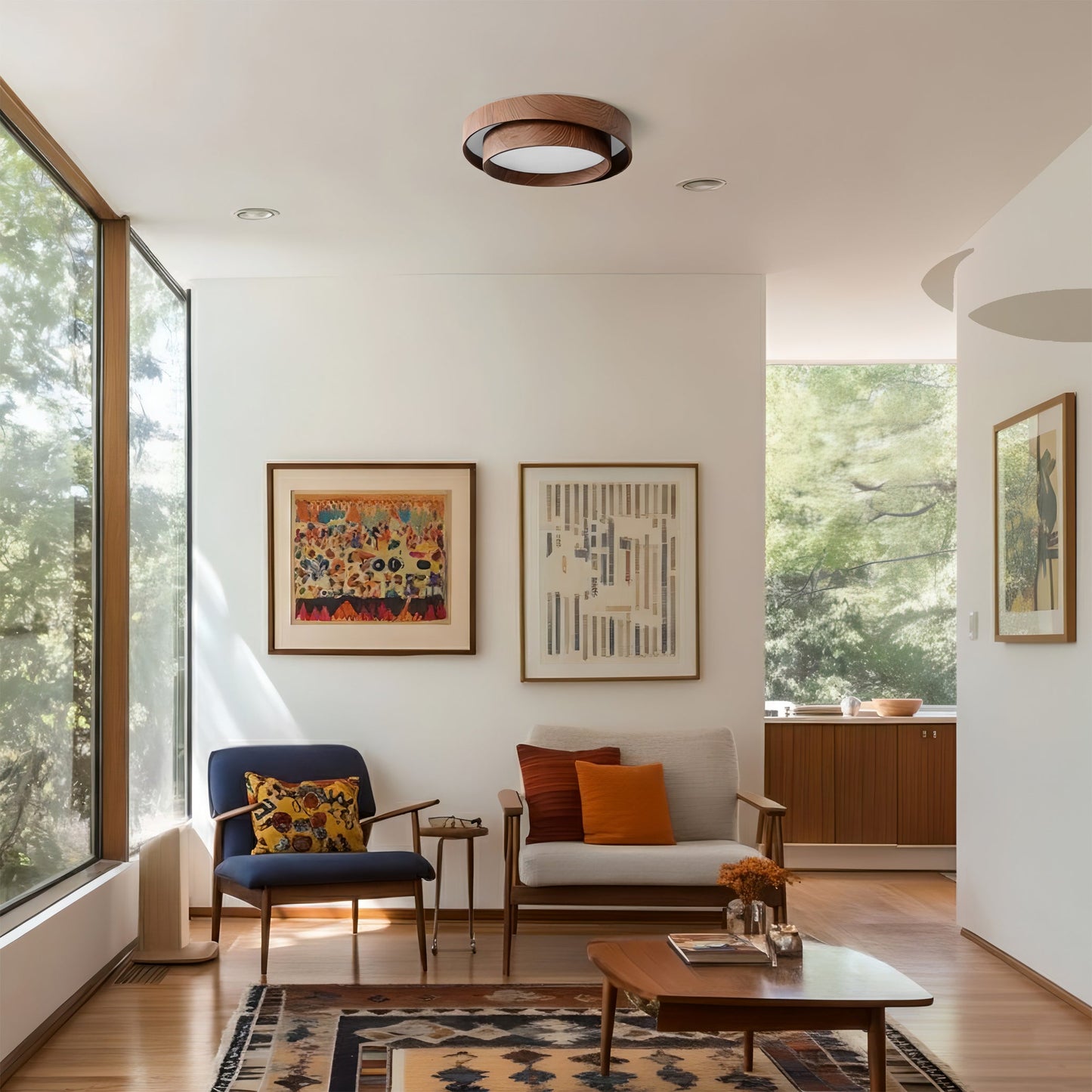 Full Moon Wooden Ceiling Light