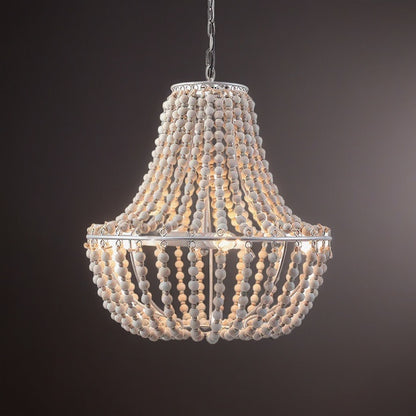 French Country Wood Bead Chandelier