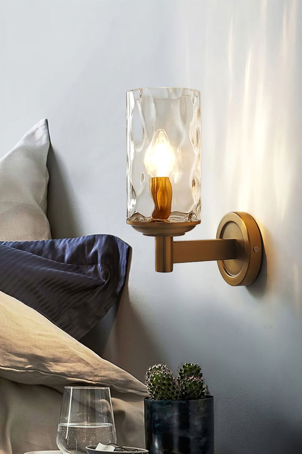Candle Style Glass Bedside Lamp Wall Lamp