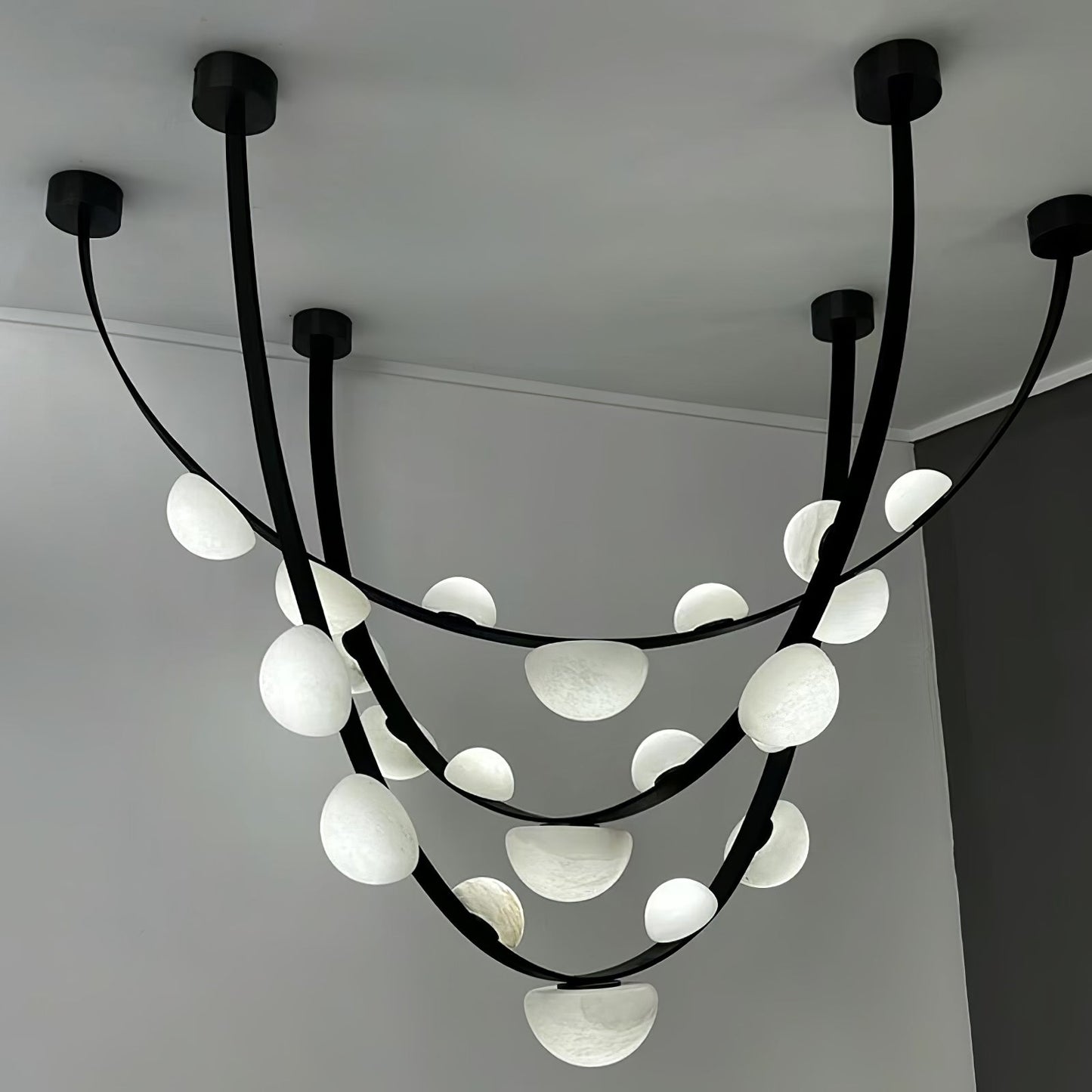 Curved Natural Alabaster Chandelier