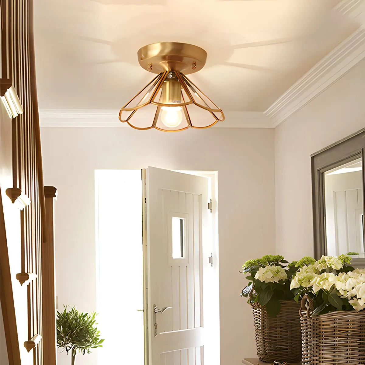 European Brass Glass L10 Ceiling Lamp