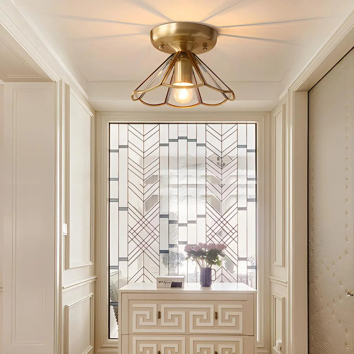 European Brass Glass L10 Ceiling Lamp