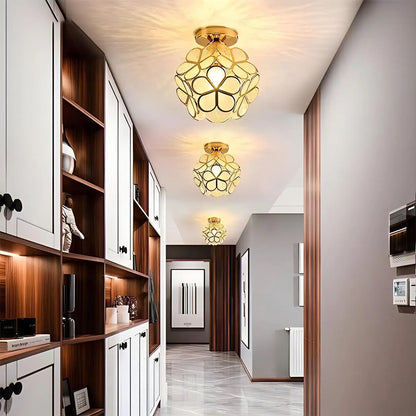 European Brass Glass L7 Ceiling Lamp