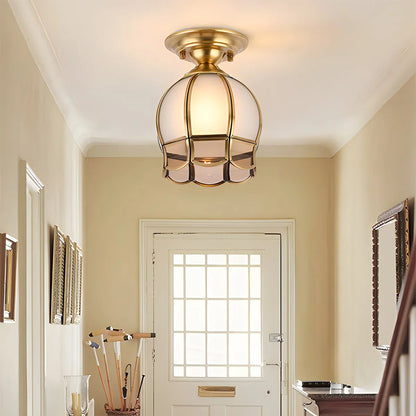 European Brass Glass L6 Ceiling Lamp