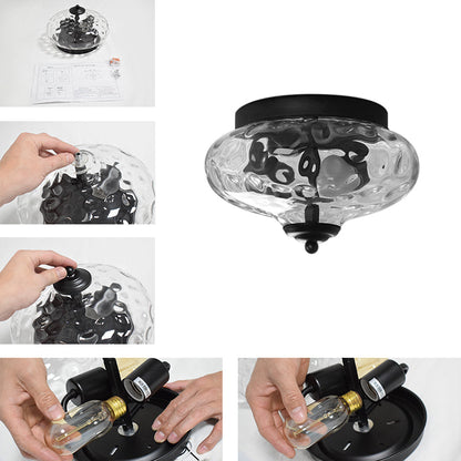 Farmhouse Glass Flush Mount Ceiling Light