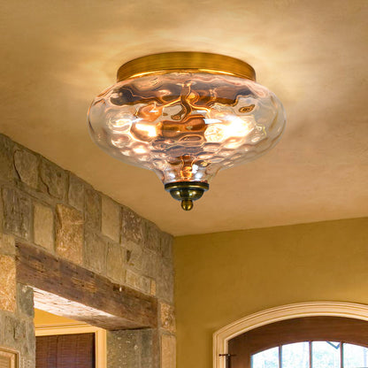 Farmhouse Glass Flush Mount Ceiling Light