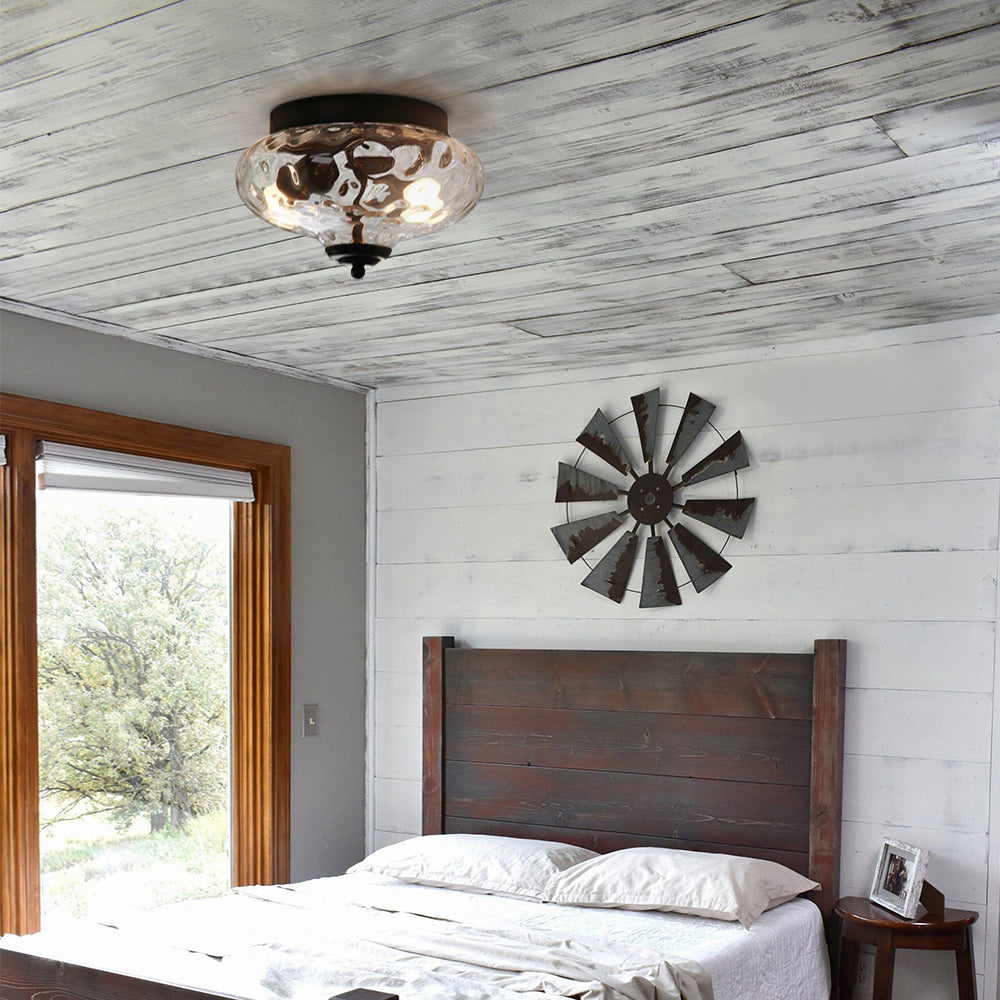 Farmhouse Glass Flush Mount Ceiling Light