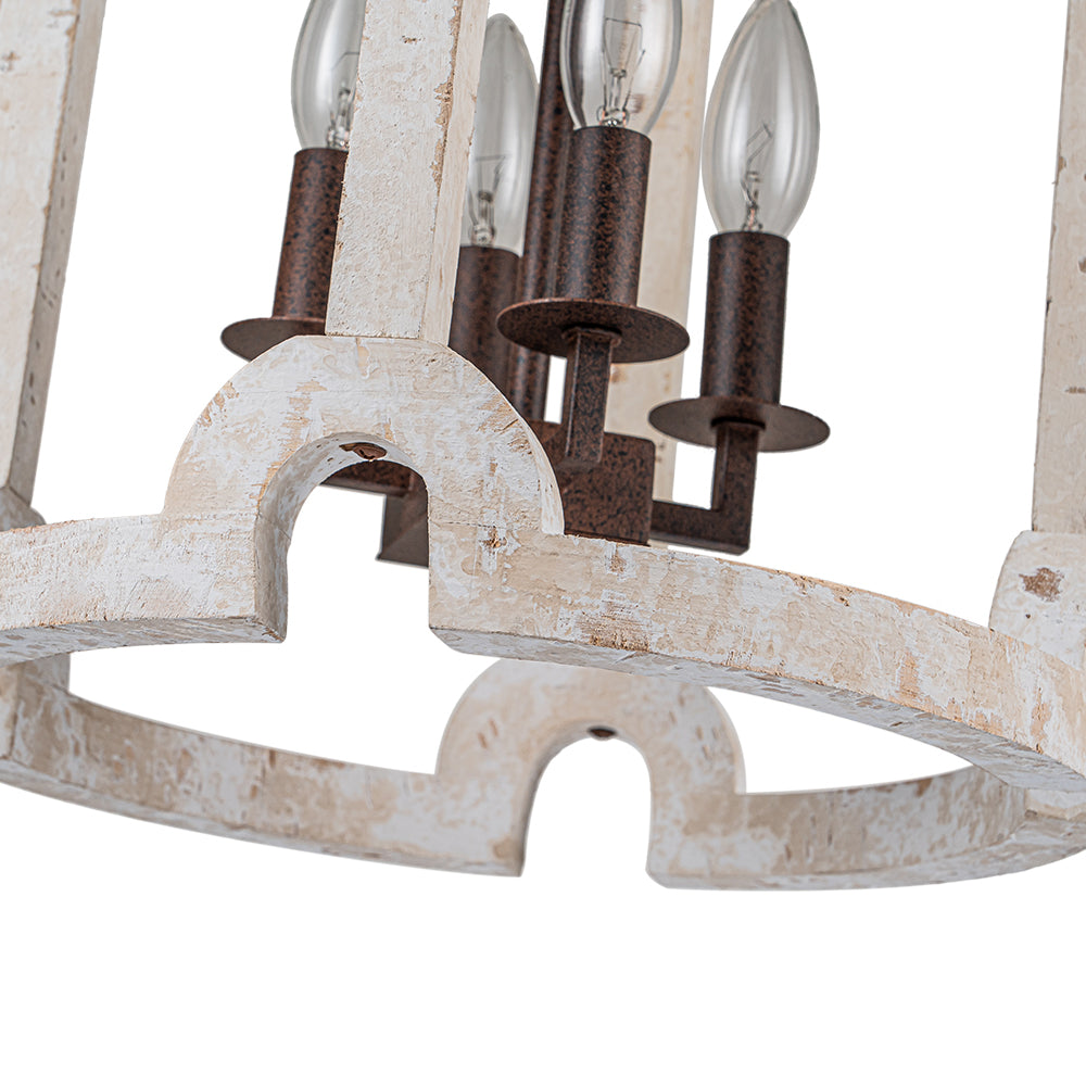 Farmhouse Wood Cylinder Drum Pendant Light