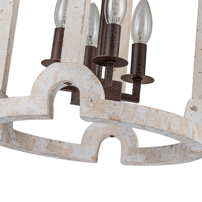 Farmhouse Wood Cylinder Drum Pendant Light