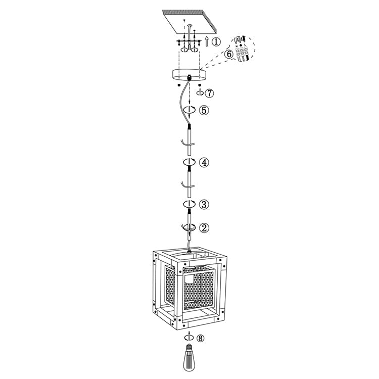 Farmhouse Wood Rectangle Lantern Pendant Light