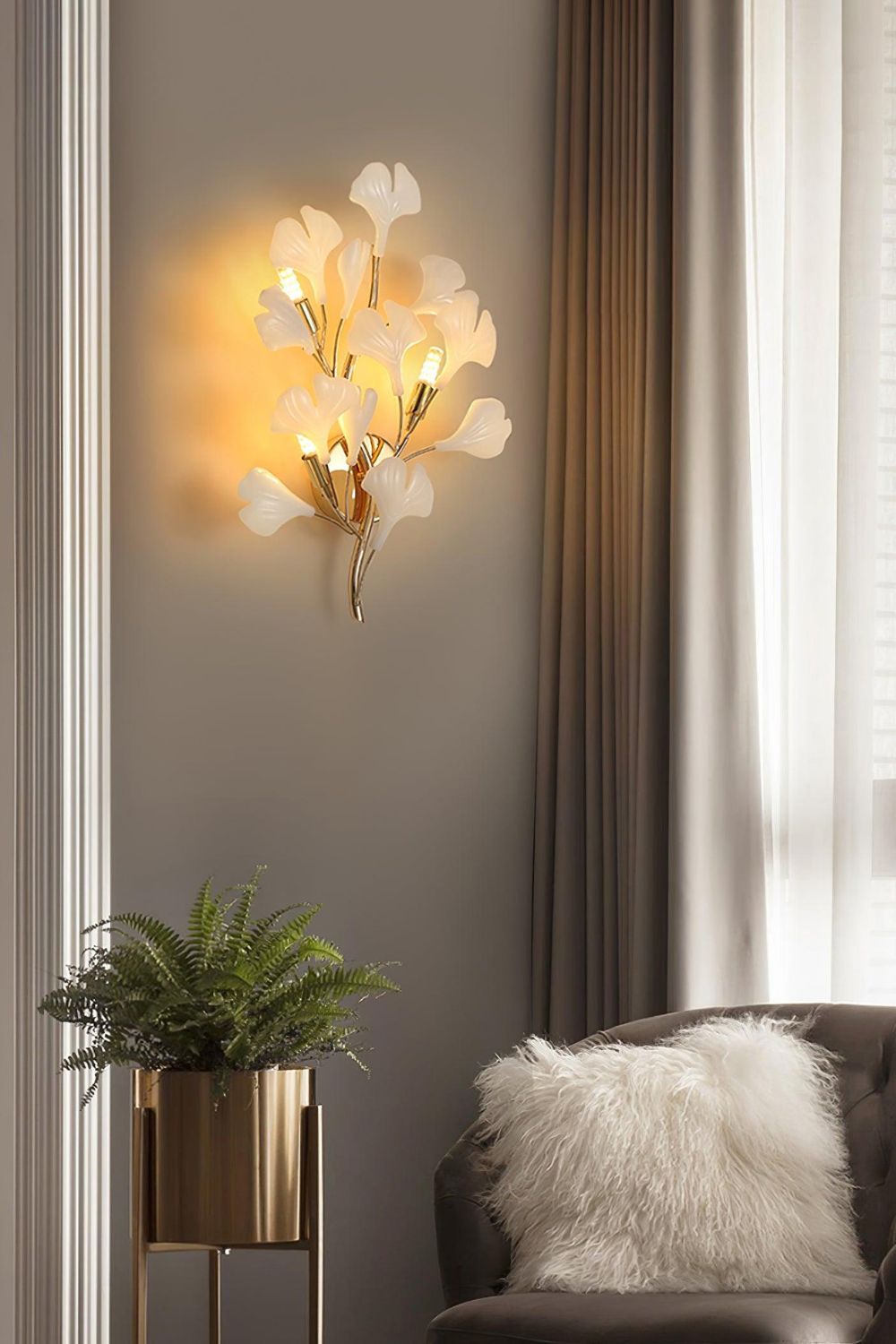 Cermaic Leaf Gingko Wall Lamp Bedside Lamp