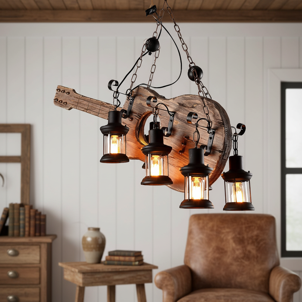 Vintage Guitar Chandelier
