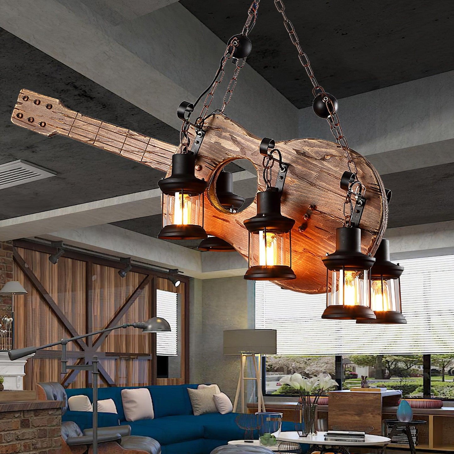 Vintage Guitar Chandelier