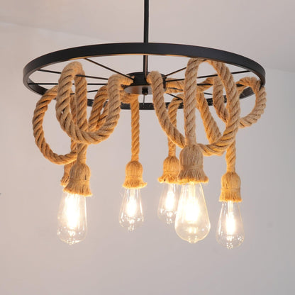 Creative and Personalized Hemp Rope Retro Chandelier