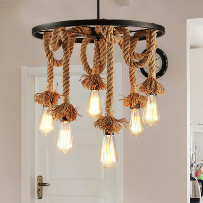 Creative and Personalized Hemp Rope Retro Chandelier