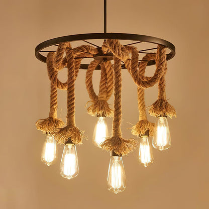 Creative and Personalized Hemp Rope Retro Chandelier