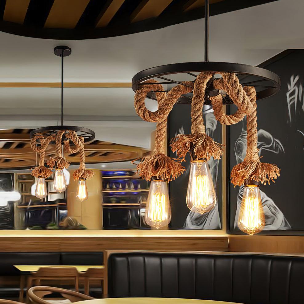 Creative and Personalized Hemp Rope Retro Chandelier