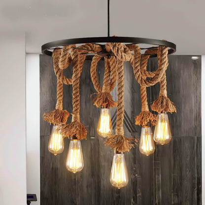 Creative and Personalized Hemp Rope Retro Chandelier