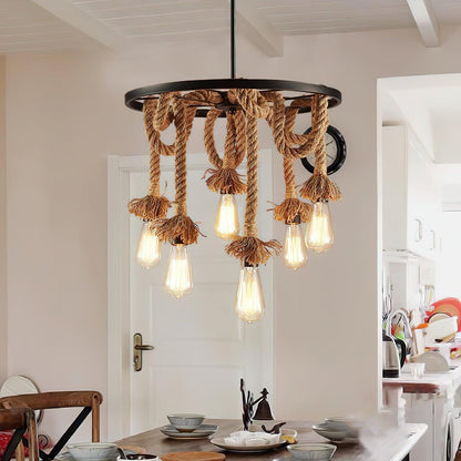 Creative and Personalized Hemp Rope Retro Chandelier