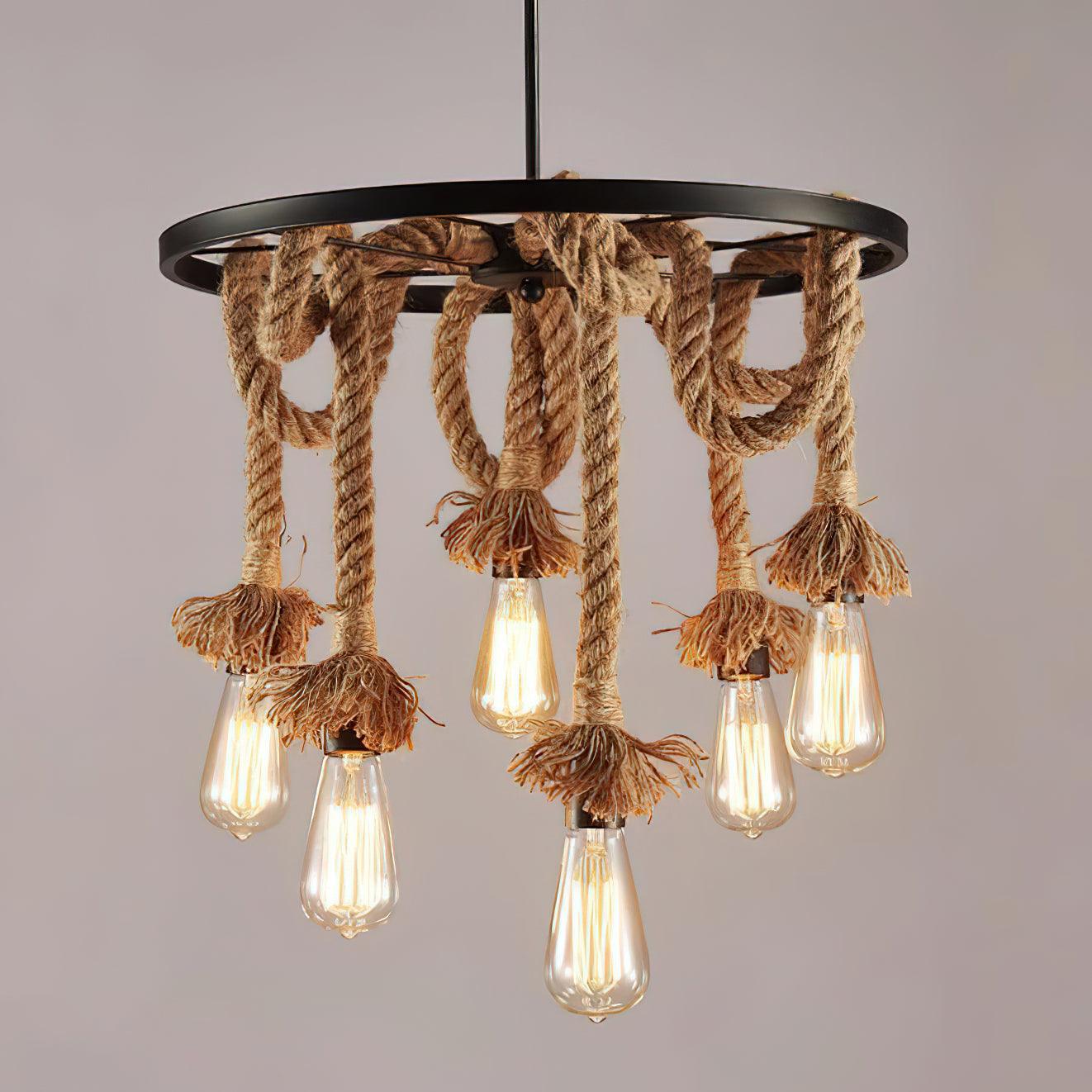 Creative and Personalized Hemp Rope Retro Chandelier