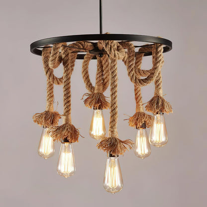 Creative and Personalized Hemp Rope Retro Chandelier