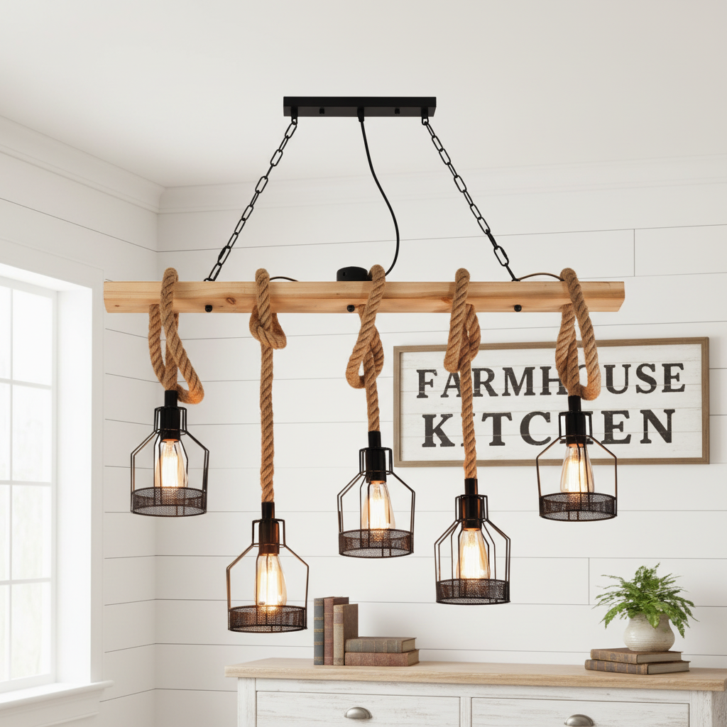 Hemp Rope Orange Lamp Minimalist Chandelier