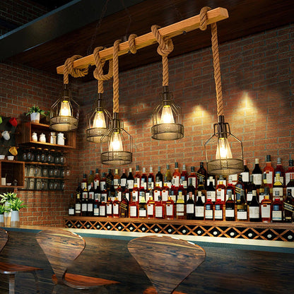 Hemp Rope Orange Lamp Minimalist Chandelier