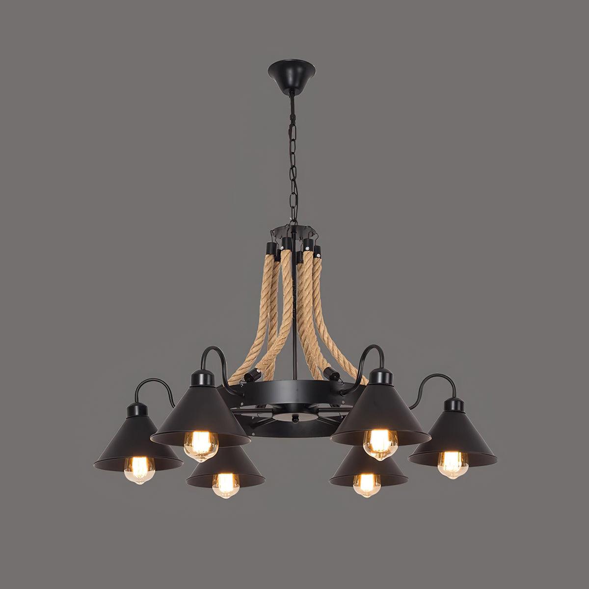 Industrial Style Retro Hemp Rope Chandelier