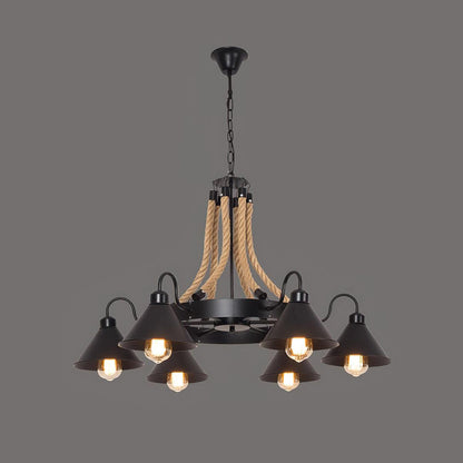 Industrial Style Retro Hemp Rope Chandelier