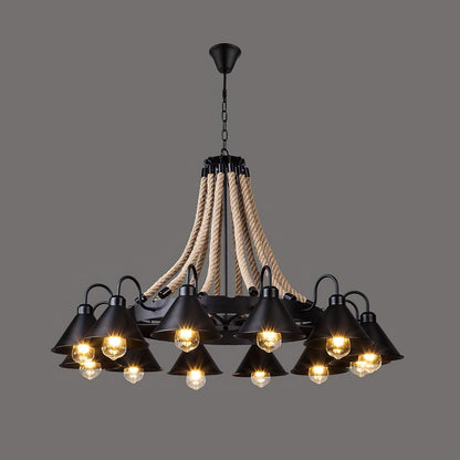 Industrial Style Retro Hemp Rope Chandelier
