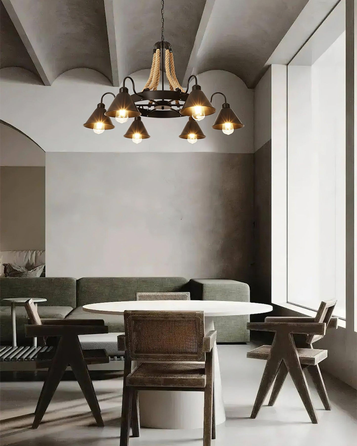 Industrial Style Retro Hemp Rope Chandelier