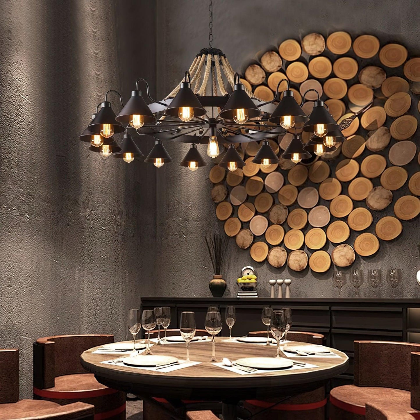 Industrial Style Retro Hemp Rope Chandelier