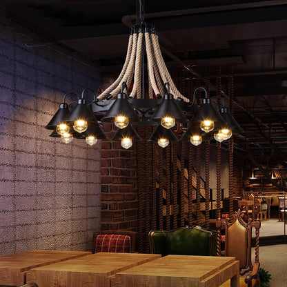 Industrial Style Retro Hemp Rope Chandelier