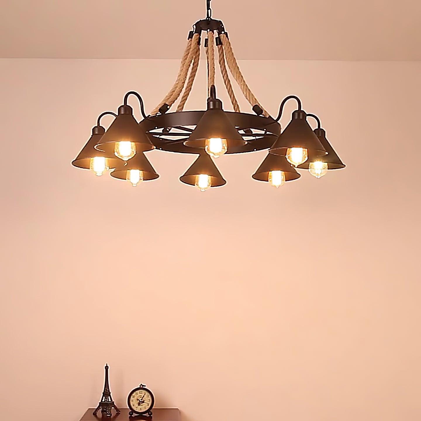 Industrial Style Retro Hemp Rope Chandelier