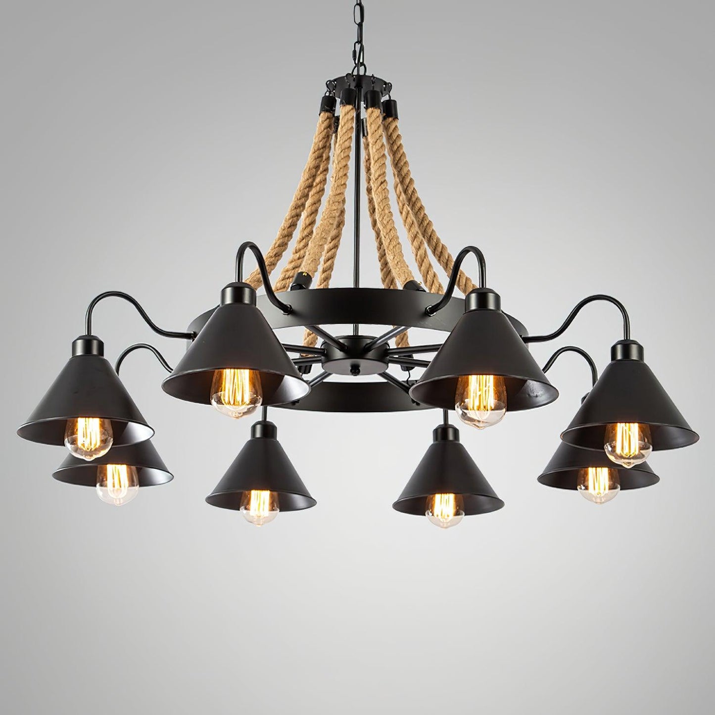 Industrial Style Retro Hemp Rope Chandelier