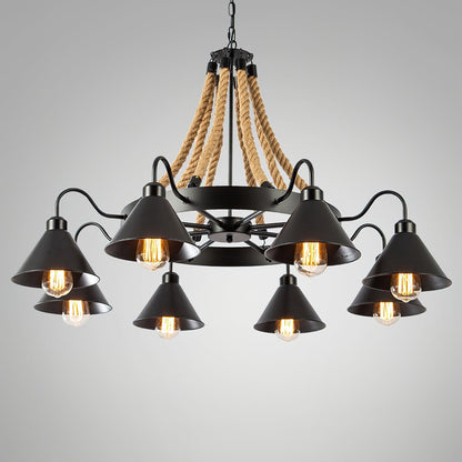 Industrial Style Retro Hemp Rope Chandelier