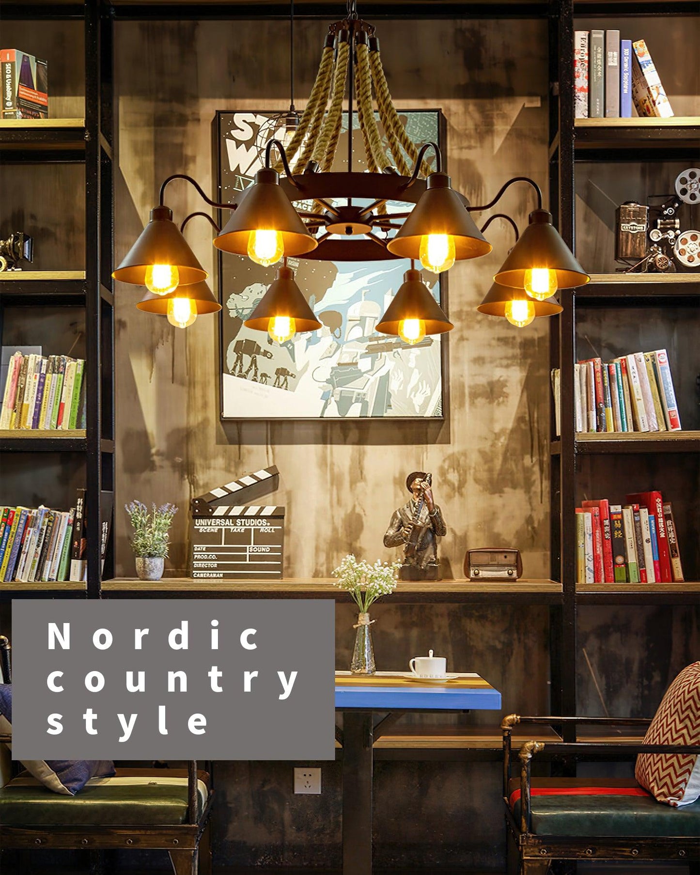 Industrial Style Retro Hemp Rope Chandelier