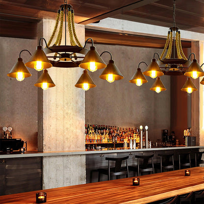 Industrial Style Retro Hemp Rope Chandelier