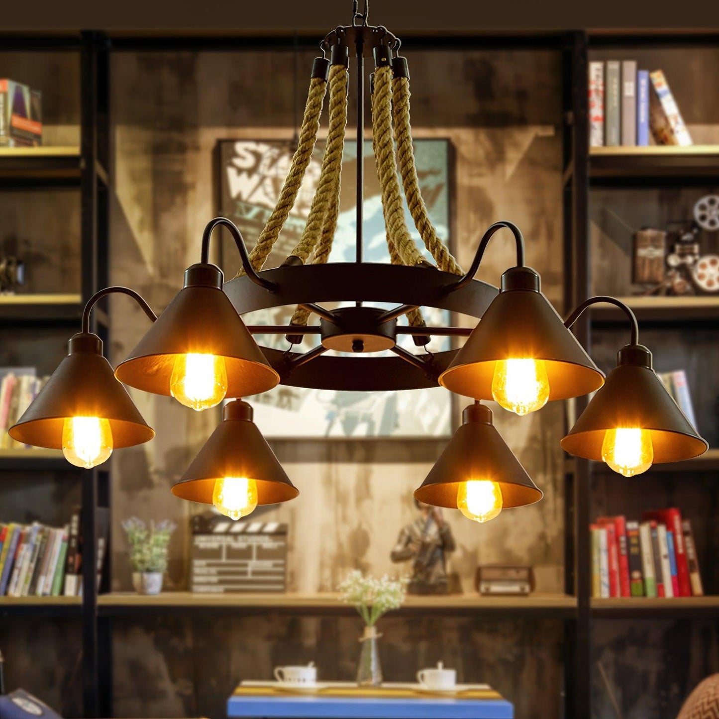 Industrial Style Retro Hemp Rope Chandelier