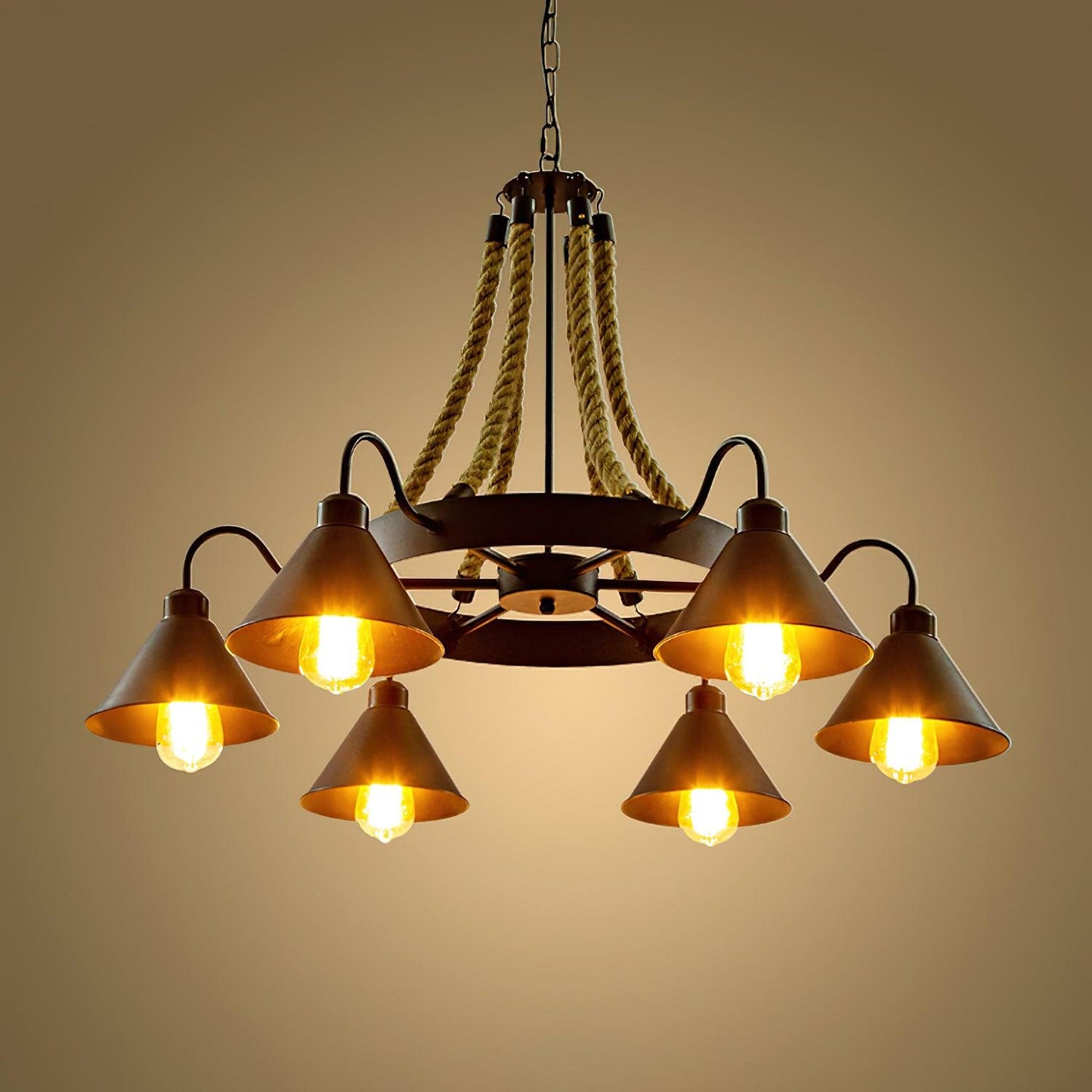 Industrial Style Retro Hemp Rope Chandelier