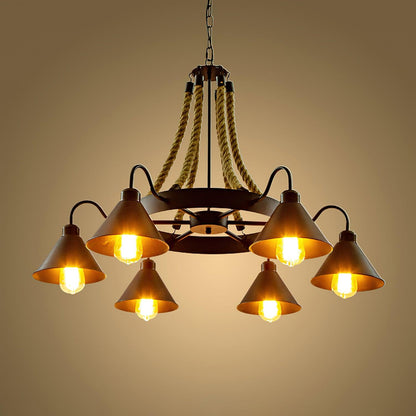 Industrial Style Retro Hemp Rope Chandelier