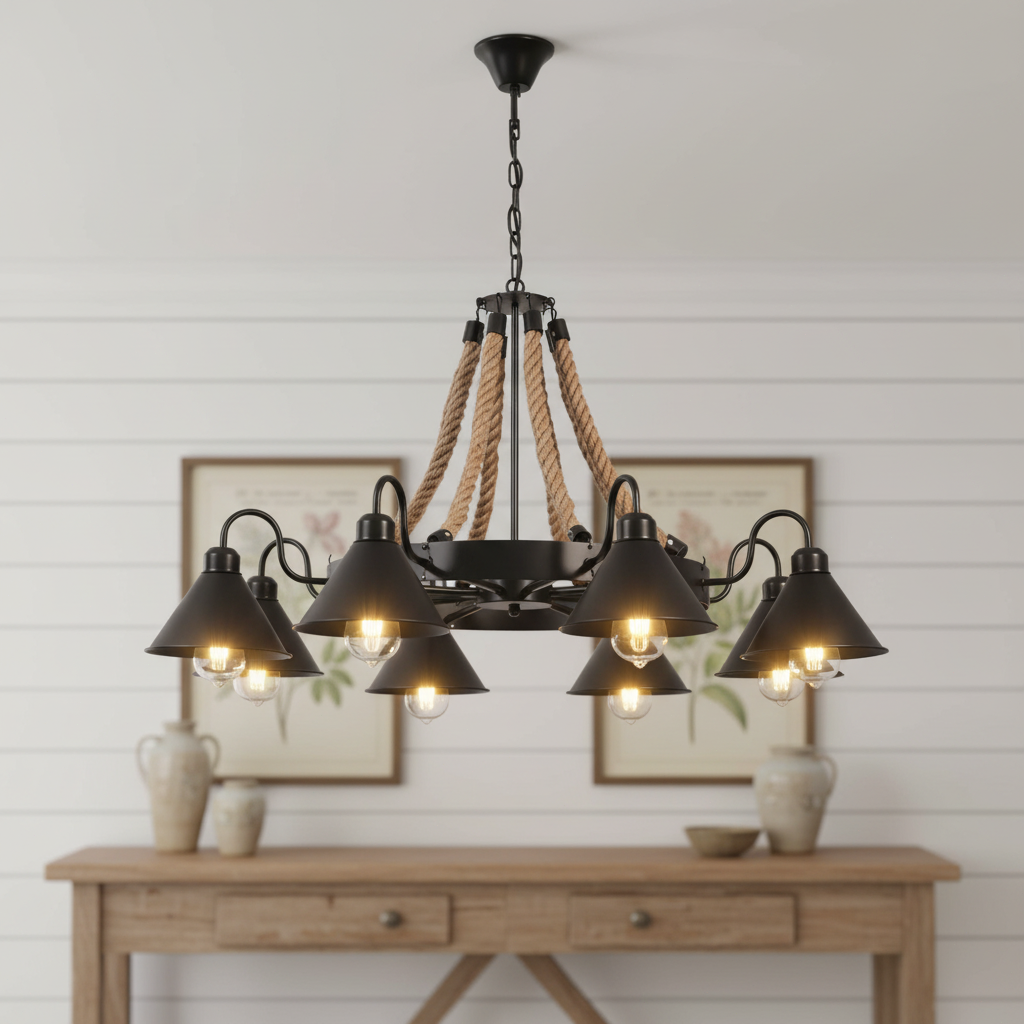 Industrial Style Retro Hemp Rope Chandelier