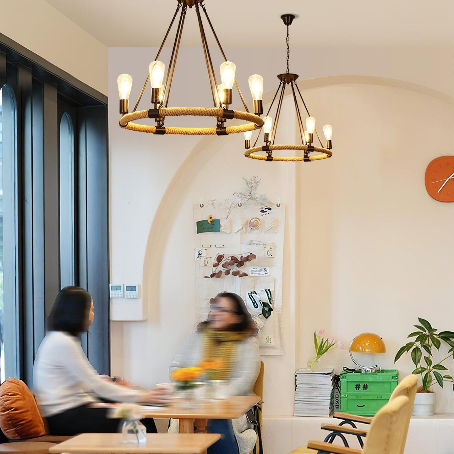 Hemp Rope Large Round Candlestick Chandelier