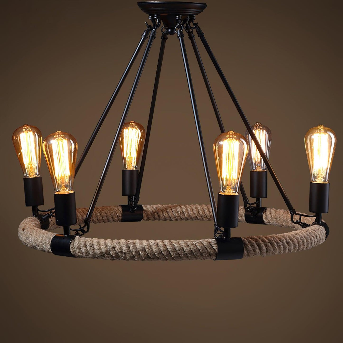 Hemp Rope Large Round Candlestick Chandelier