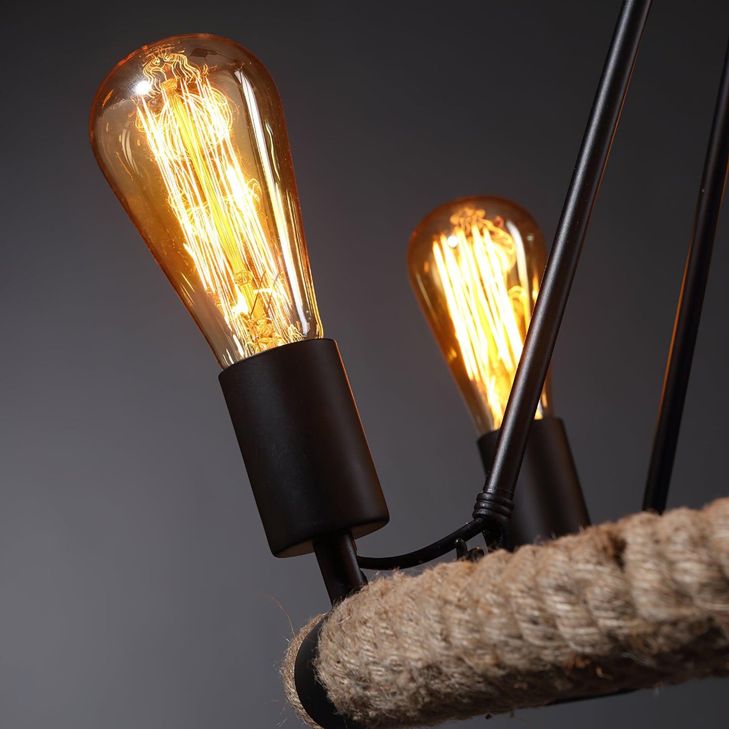 Hemp Rope Large Round Candlestick Chandelier