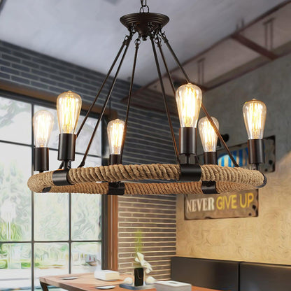 Hemp Rope Large Round Candlestick Chandelier