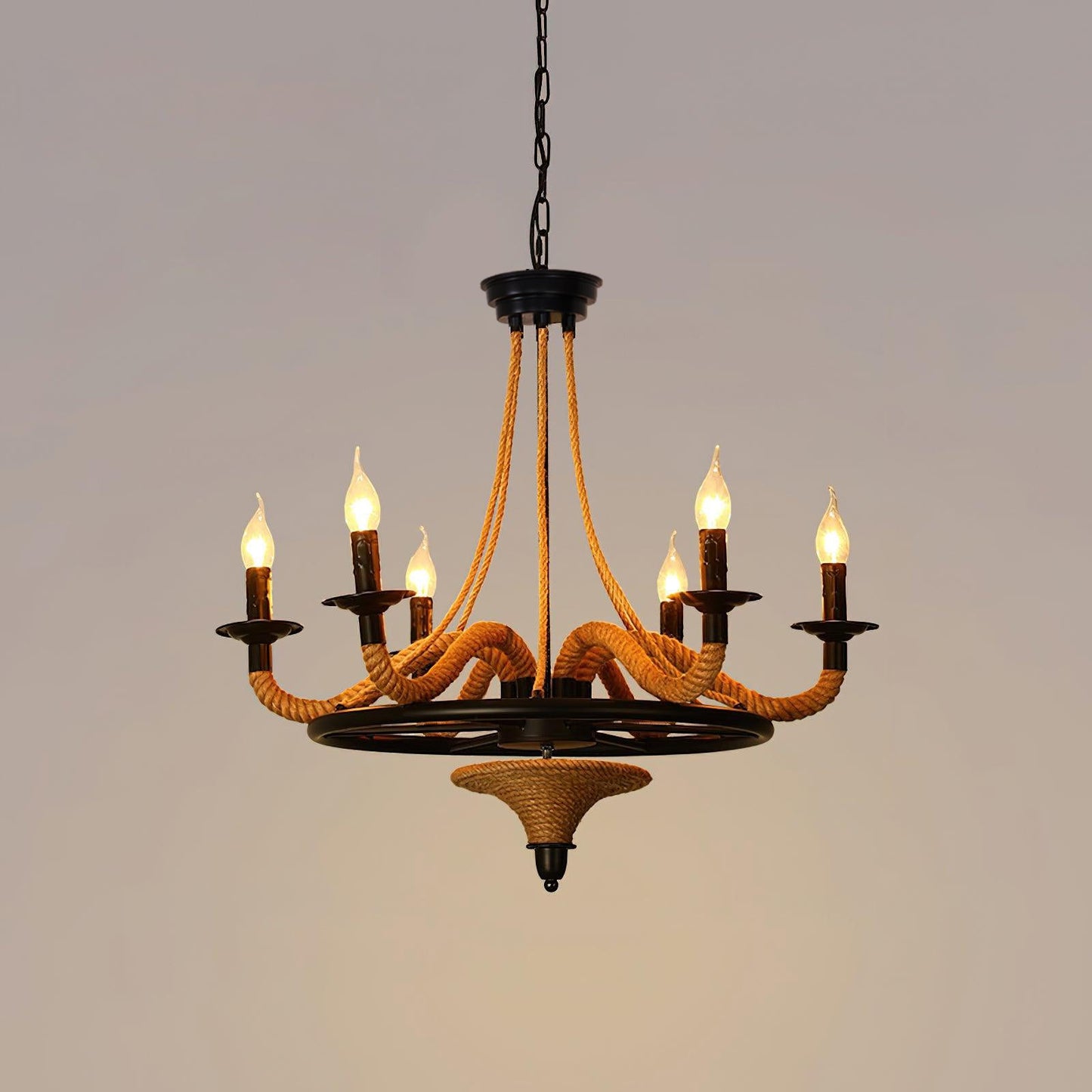 Hemp Rope Atmosphere Industrial Style Chandelier