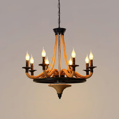 Hemp Rope Atmosphere Industrial Style Chandelier