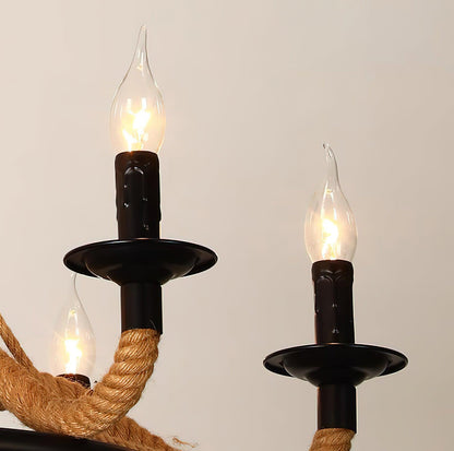 Hemp Rope Atmosphere Industrial Style Chandelier
